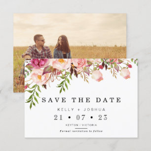 Warm Rustic Floral Wedding Save The Date Card