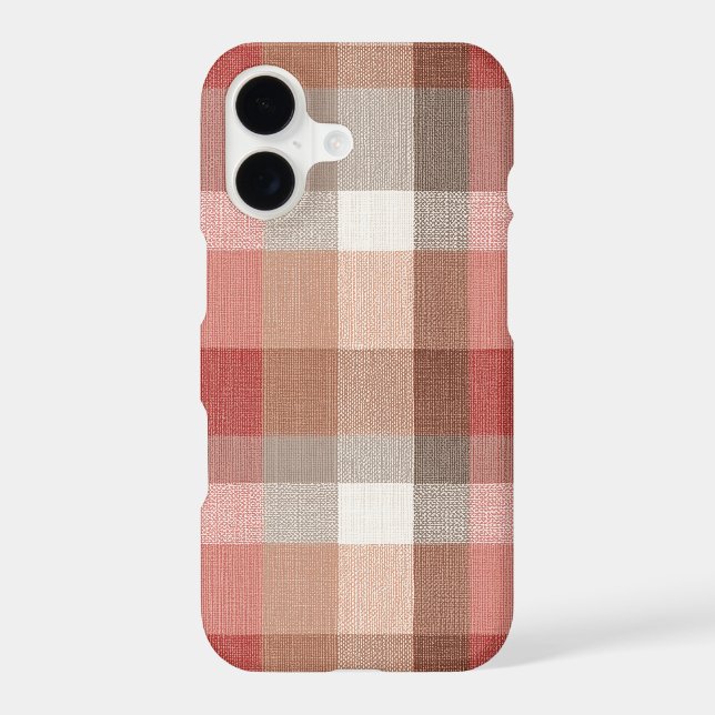 Warm Rustic Plaid Fabric Texture in Coral (Back)
