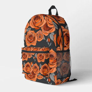 Warm Rusty Orange Roses Printed Backpack