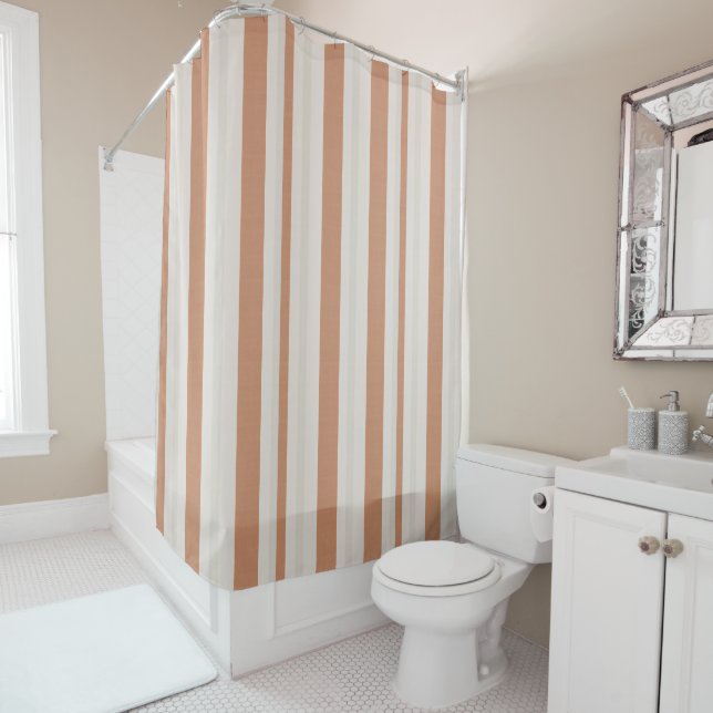Warm Sand Stripe Shower Curtain (In Situ)