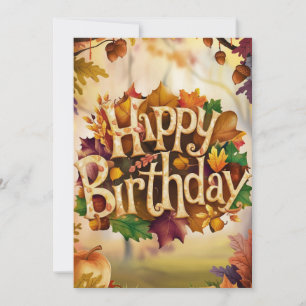 Warm Season Autumn Fall Happy Birthday Card