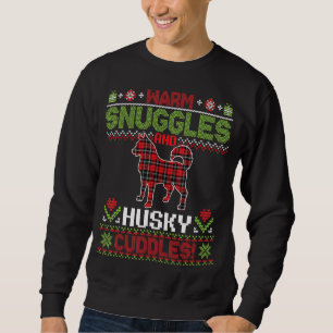 Warm Snuggles And Husky Dog Cuddles Merry Christma Sweatshirt