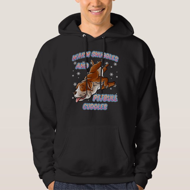 Warm Snuggles And Puppy Pitbull Cuddles Dog Christ Hoodie (Front)