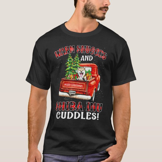 Warm Snuggles And Shiba Inu Cuddles Truck Tree Chr T-Shirt (Front)