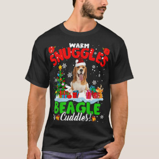 Warm Snuggles Beagle Cuddles Xmas Tree Plaid Santa T-Shirt