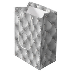 Warm Soft Grey Chic Faux Velvet Medium Gift Bag
