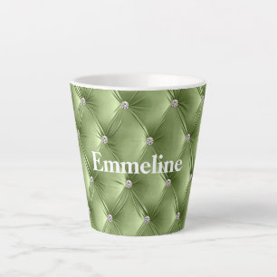 Warm Soft Sage Green Faux Velvet Latte Mug