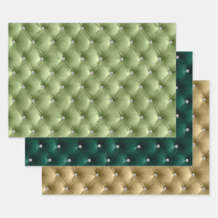 Warm Soft Sage Green Feminine Faux Velvet  Wrapping Paper Sheet