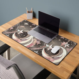 Warm Soft Taupe Rose Celestial Moon Desk Mat