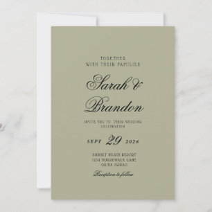 Warm Solid Colour Minimalist Script Wedding Invitation