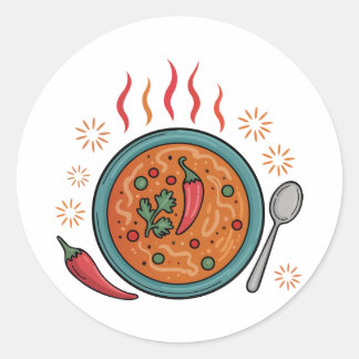 Warm Spicy Curry Food Art Classic Round Sticker