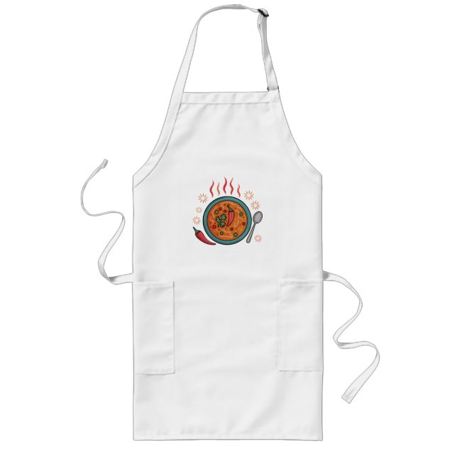 Warm Spicy Curry Food Art Long Apron (Front)