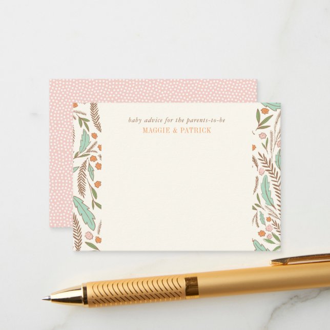 Warm Sprigs Gender Pretty Parent Advice Card (Front/Back In Situ)