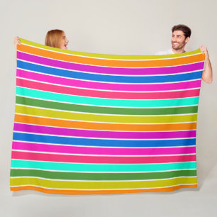 Warm Spring Stripes Fleece Blanket