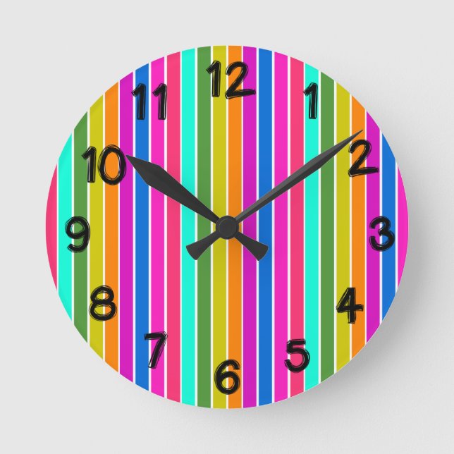 Warm Spring Stripes  Round Clock (Front)
