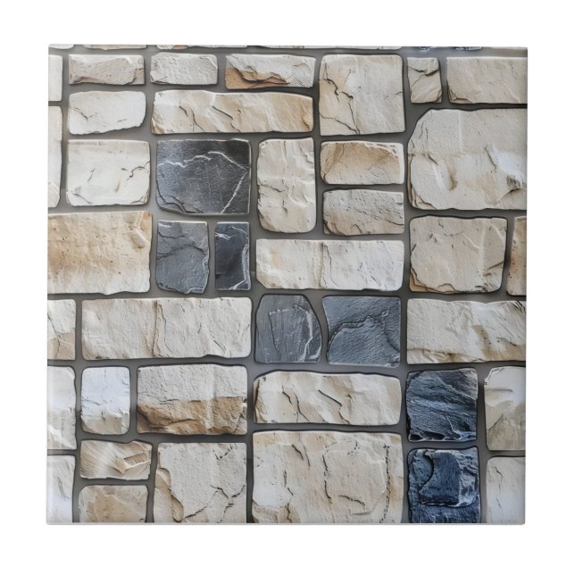 Warm Stone Brick Pattern Ceramic Tile (Front)