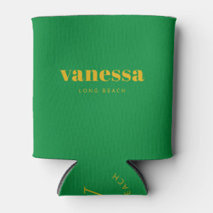 Warm Sunflower Reverse Minimal Modern Classic Name Can Cooler