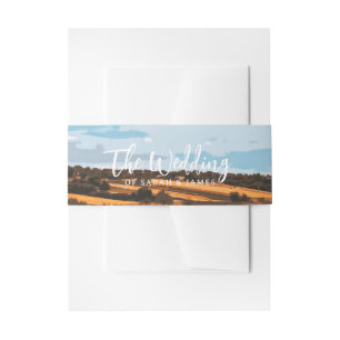 Warm Sunlit Golden Field Rustic Country Summer Invitation Belly Band