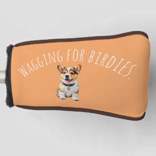 Warm Sunlit Hue Corgi 'Wagging for Birdies'  Golf Head Cover