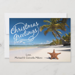 Warm Sunny Beach With Starfish Christmas Card