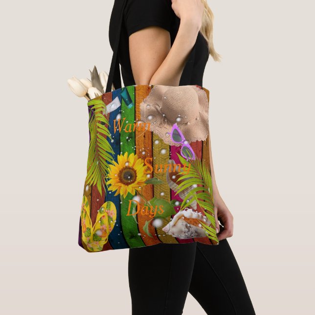 Warm Sunny Days Colourful Tropical Beach Summer Su Tote Bag (Close Up)