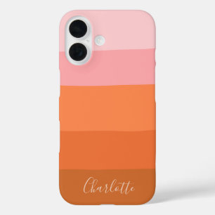 Warm Sunset Pink Terracotta Personalised Name iPhone 16 Case