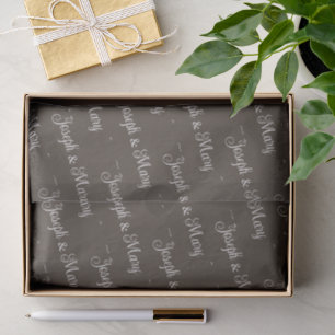 Warm Taupe & Clean White Script Neutral Wedding Tissue Paper
