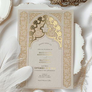 Warm Taupe & Cream Lace Art Nouveau Wedding