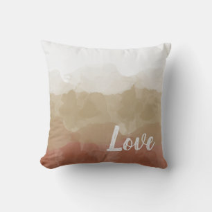 Warm Taupe Love Watercolor Cushion