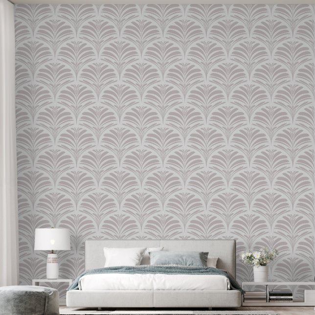 Warm Taupe Minimalist Art Deco Peel and Stick  Wallpaper (Bedroom)