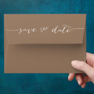 Warm Taupe Minimalist Save the Date Envelope