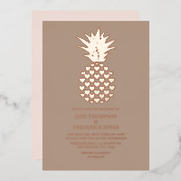Warm Taupe & Rose Gold Tropical Pineapple Wedding