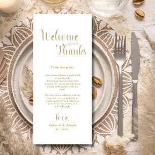 Warm Taupe Welcome & Thanks Place Setting Cards