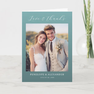 Warm Teal Contemporary Photo Thank You Card