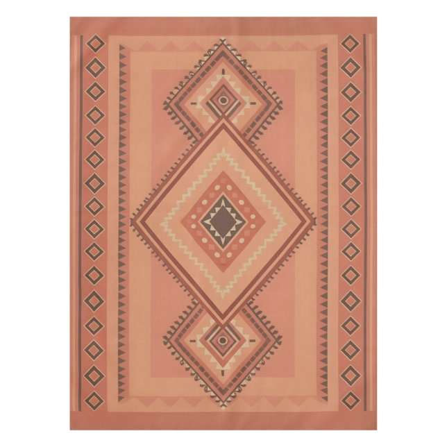 Warm Teracotta Moroccan Tribal Surface Pattern Tablecloth (Front)