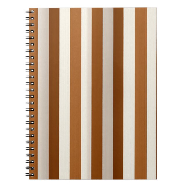 Warm Terracotta and Cream Vertical Stripe Notebook (Front)