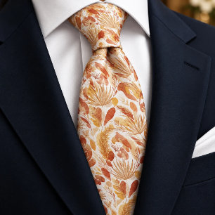 Warm Terracotta & Beige Dried Botanical Tie