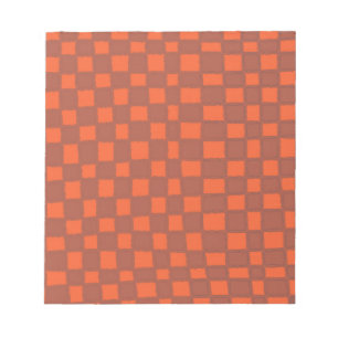 Warm Terracotta Chequered Chequerboard Pattern Notepad