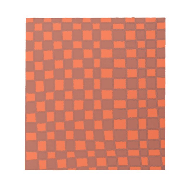 Warm Terracotta Chequered Chequerboard Pattern Notepad (Front)