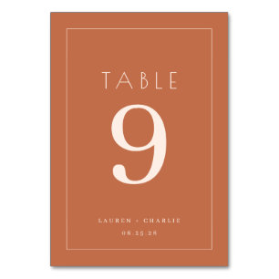 Warm Terracotta Minimalist Number Table Number
