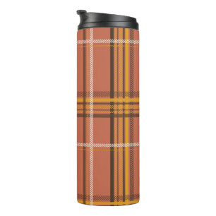 Warm Terracotta Mustard Plaid Aesthetic Thermal Tumbler