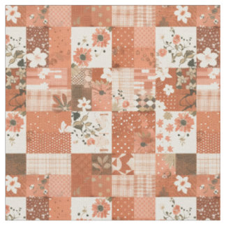 Warm Terracotta Patchwork Fall Autumn Quilt Fabric