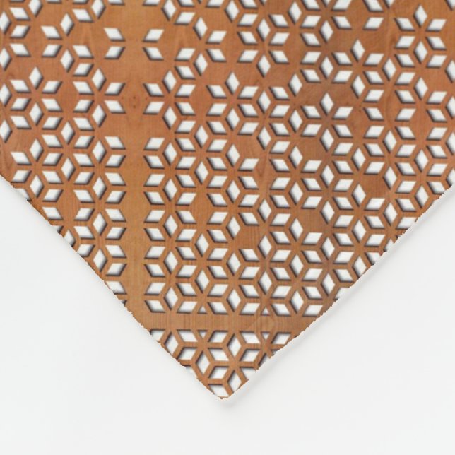 Warm Terracotta Wood Grain Abstract Pattern Fleece Blanket (Corner)