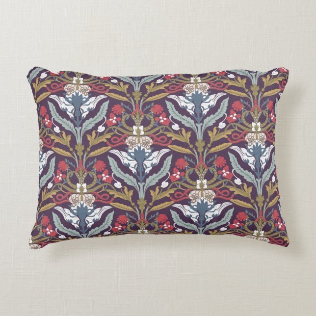 Warm tone Art Nouveau Print Decorative Cushion (Front)