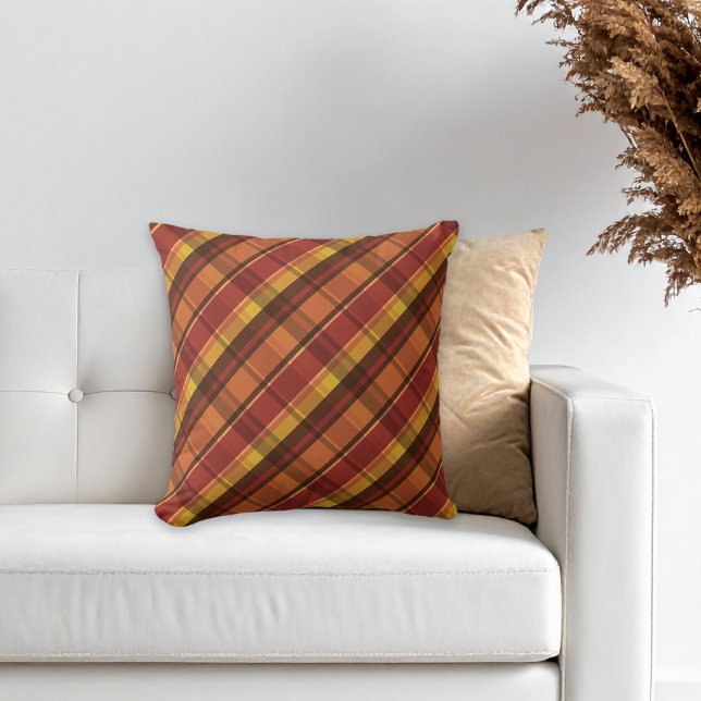 Warm Tones Autumn Colours Plaid Pattern Cushion (Creator Uploaded)