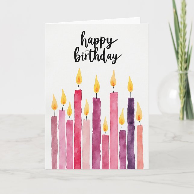 Warm Tones Birthday Candle Card (Front)