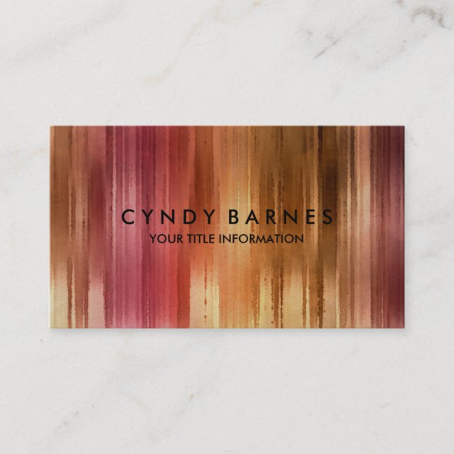 Warm Tones Watercolor Stripes Business Card (Front)