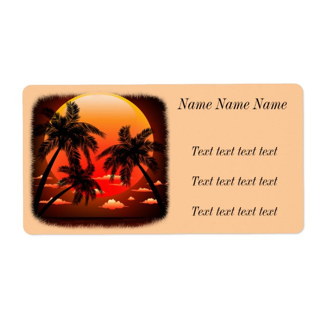 Warm Topical Sunset and Palm Trees Adress Label (Front)
