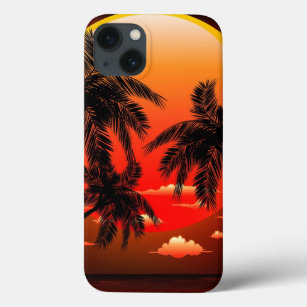 Warm Topical Sunset and Palm Trees iPad Case