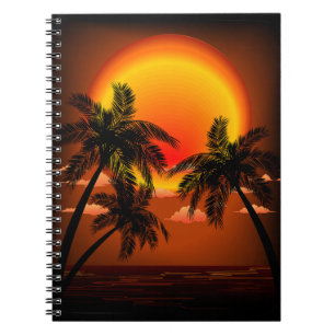 Warm Topical Sunset and Palm Trees Notebook
